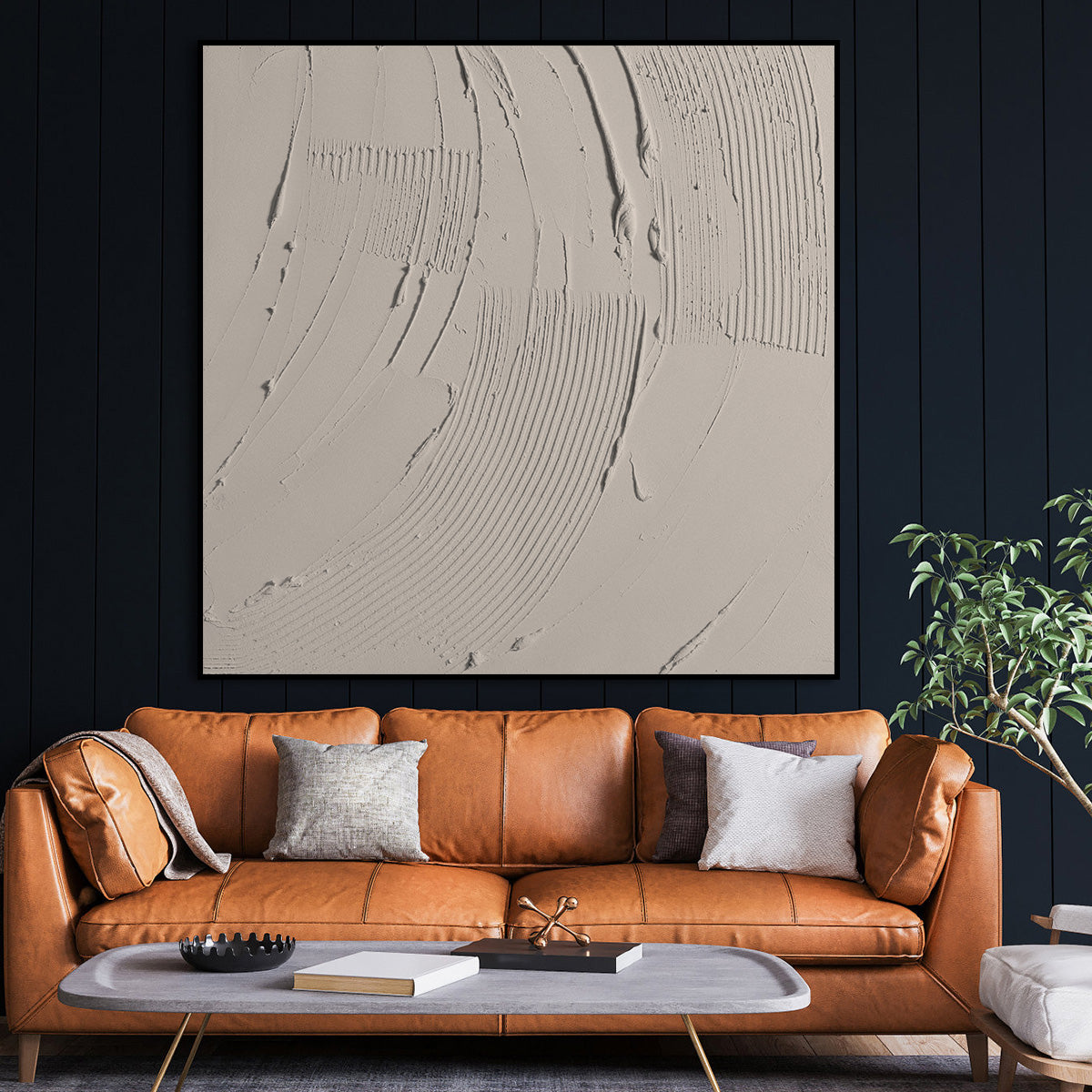 Serene Sandstone Waves: Abstract Oil Painting for Elegant Home Decor