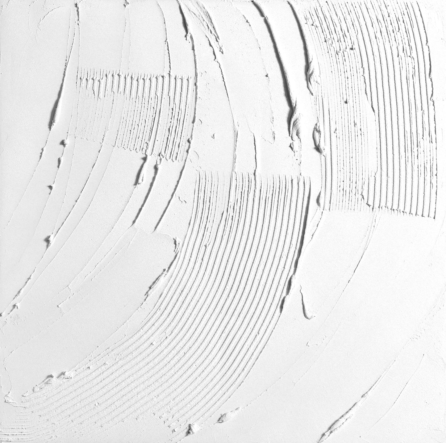 Serene White Waves: Modern Minimalist Oil Painting with Textured Design