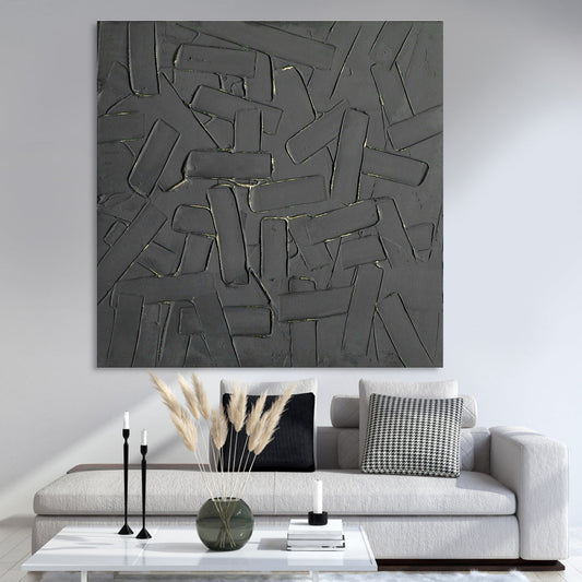 Contemporary Urban Abstract Oil Painting with Rich Texture and Depth