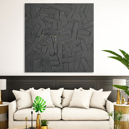 Contemporary Urban Abstract Oil Painting with Rich Texture and Depth