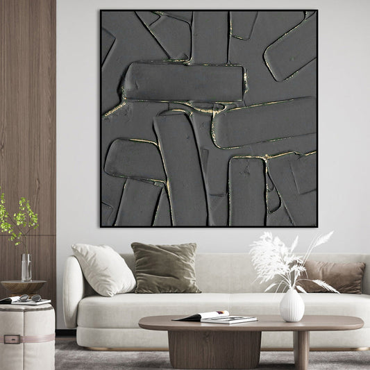 Urban Labyrinth: Modern Abstract Oil Painting with Textured Depth