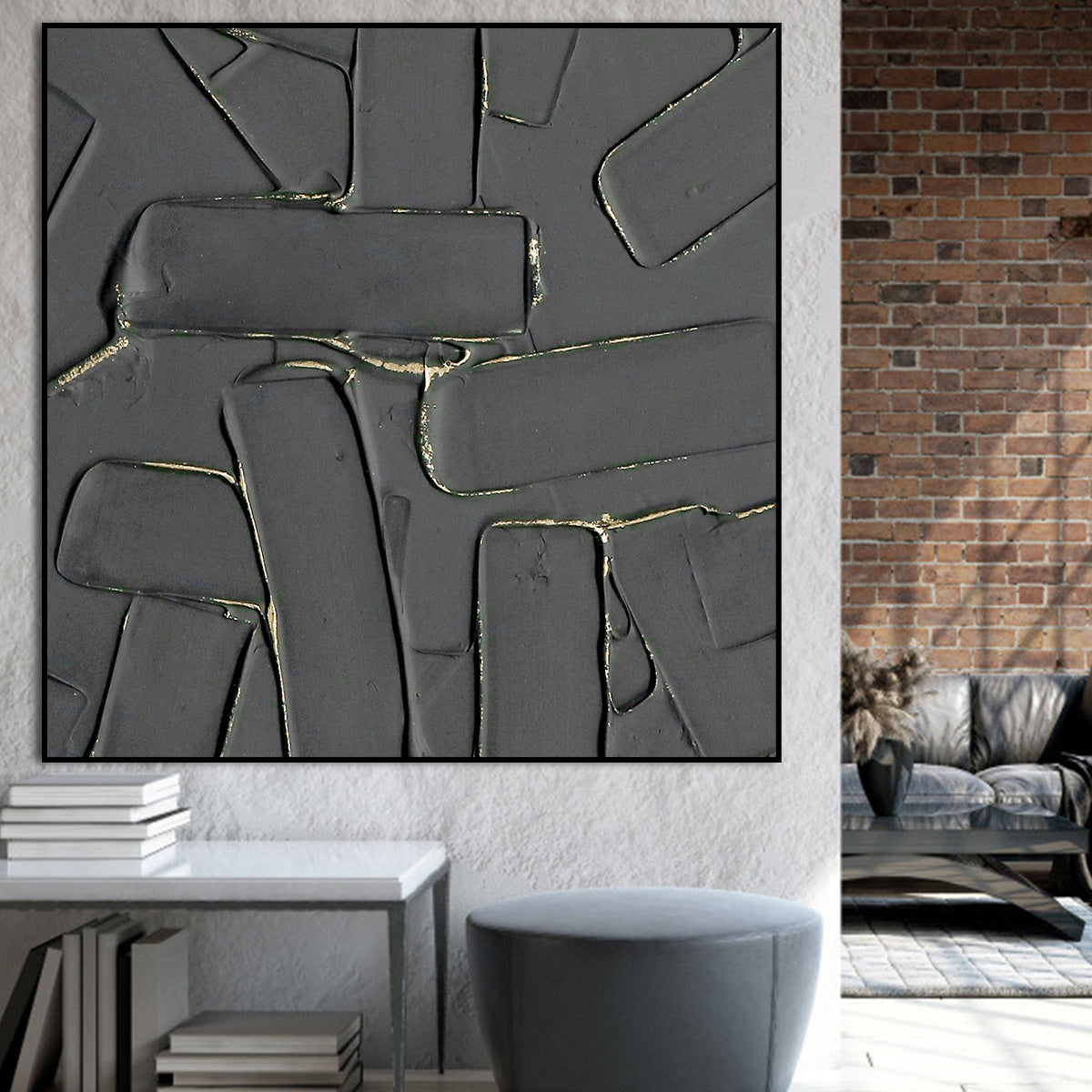 Urban Labyrinth: Modern Abstract Oil Painting with Textured Depth