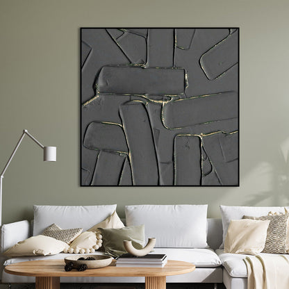 Urban Labyrinth: Modern Abstract Oil Painting with Textured Depth