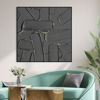 Urban Labyrinth: Modern Abstract Oil Painting with Textured Depth