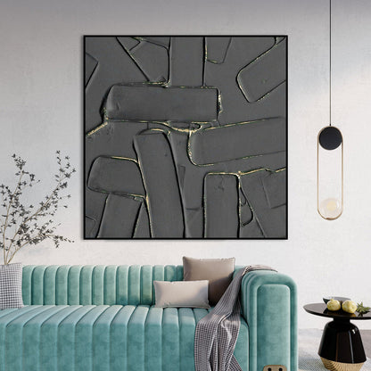 Urban Labyrinth: Modern Abstract Oil Painting with Textured Depth