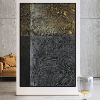 Textured Golden Horizon Oil Painting for Modern Home Decor