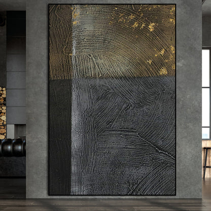 Textured Golden Horizon Oil Painting for Modern Home Decor