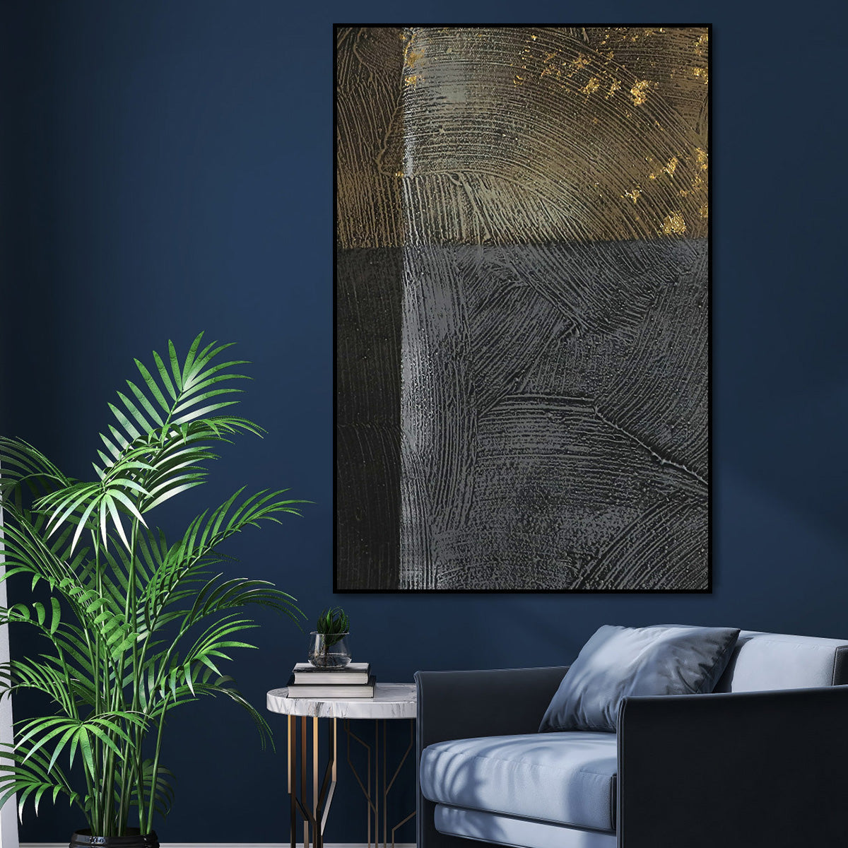 Textured Golden Horizon Oil Painting for Modern Home Decor