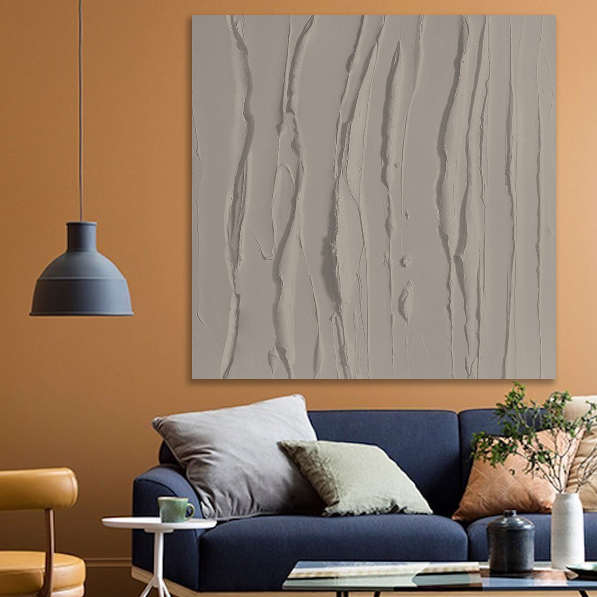 Textured Taupe Oil Painting for Modern Home Decor and Serene Interiors