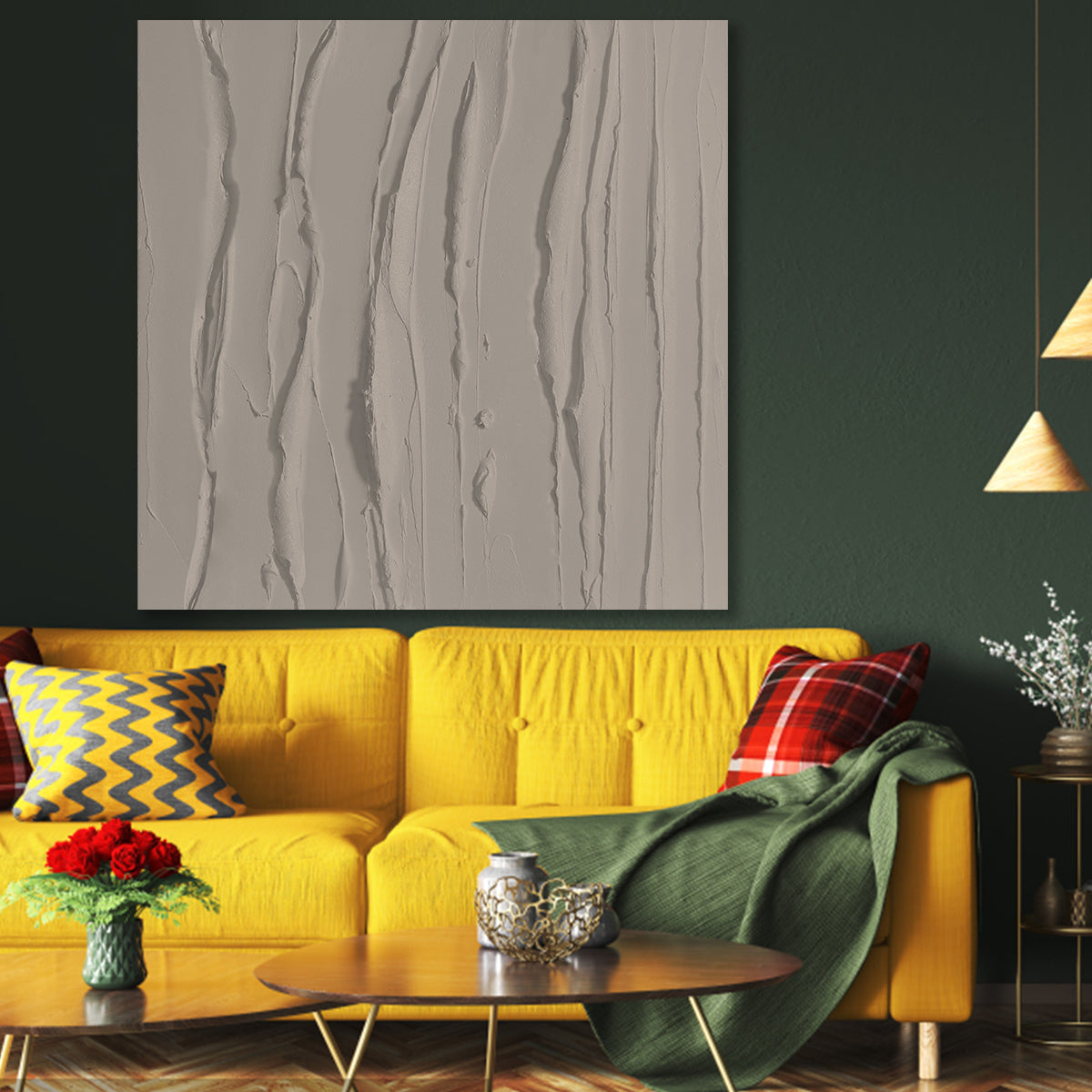 Textured Taupe Oil Painting for Modern Home Decor and Serene Interiors