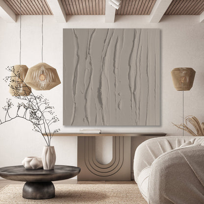 Textured Taupe Oil Painting for Modern Home Decor and Serene Interiors