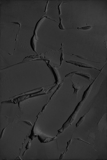 Elegant Black Texture: Modern Minimalist Oil Painting for Contemporary Decor