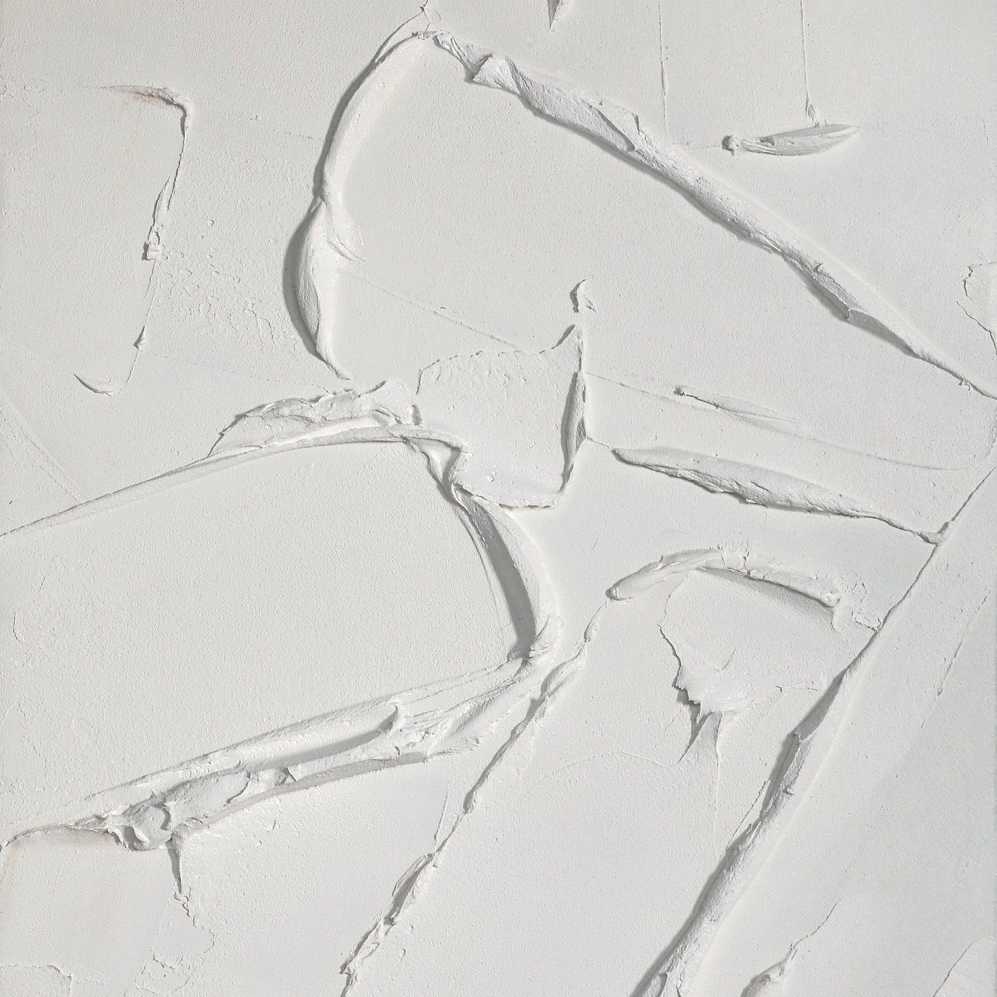 Textured White Serenity: Modern Minimalist Oil Painting for Tranquil Spaces