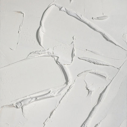 Textured White Serenity: Modern Minimalist Oil Painting for Tranquil Spaces