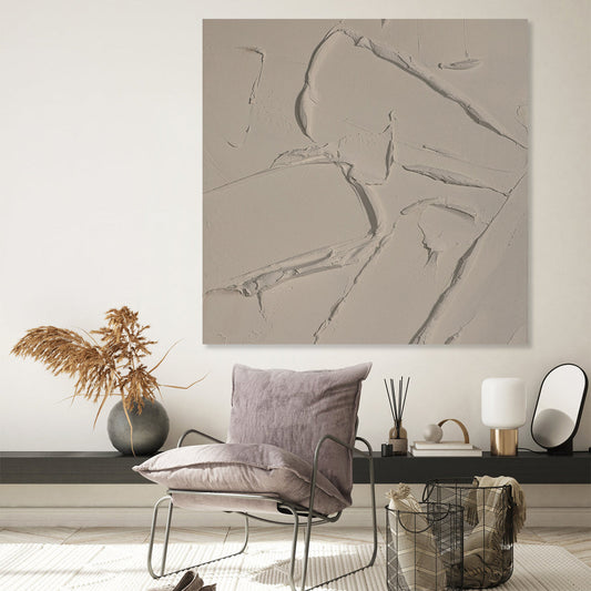 Serene Abstract Wall Art: Modern Textured Oil Painting for Home Décor