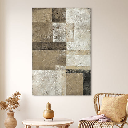 Modern Textured Earth Tones Oil Painting for Elegant Home Decor