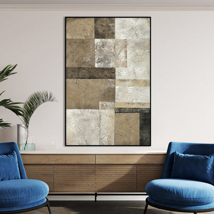 Modern Textured Earth Tones Oil Painting for Elegant Home Decor