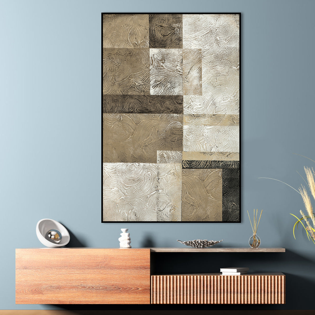 Modern Textured Earth Tones Oil Painting for Elegant Home Decor