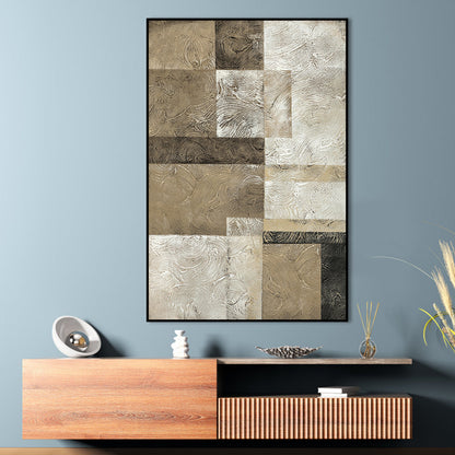 Modern Textured Earth Tones Oil Painting for Elegant Home Decor