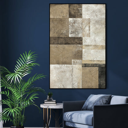 Modern Textured Earth Tones Oil Painting for Elegant Home Decor