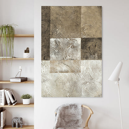 Textured Abstract Oil Painting - Elegant Waves in Neutral Tones for Modern Decor