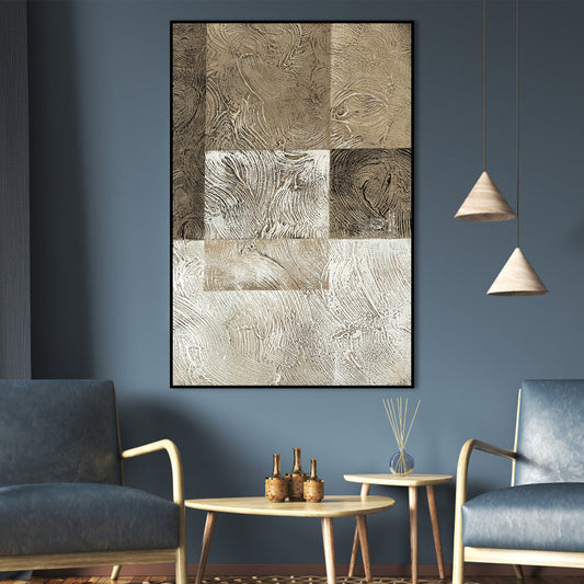 Textured Abstract Oil Painting - Elegant Waves in Neutral Tones for Modern Decor