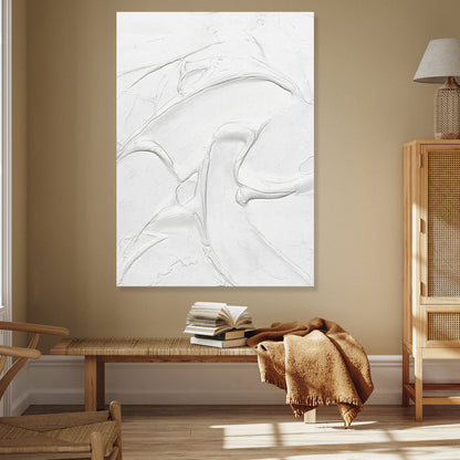 Serene Abstract White Oil Painting for Modern Home Decor and Minimalist Aesthetics