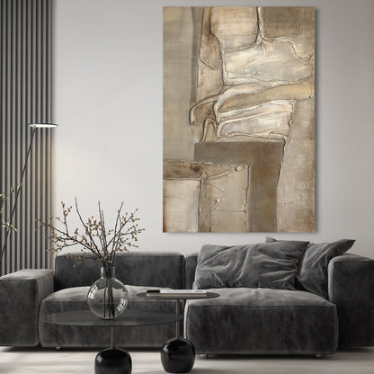 Serene Neutral Abstract Oil Painting for Modern Decor