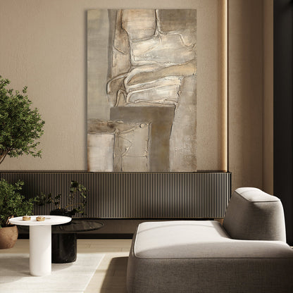 Serene Neutral Abstract Oil Painting for Modern Decor