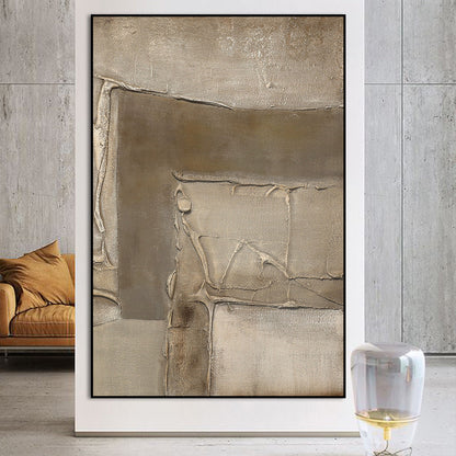 Abstract Beige Oil Painting for Tranquil Home Decor and Serene Aesthetic