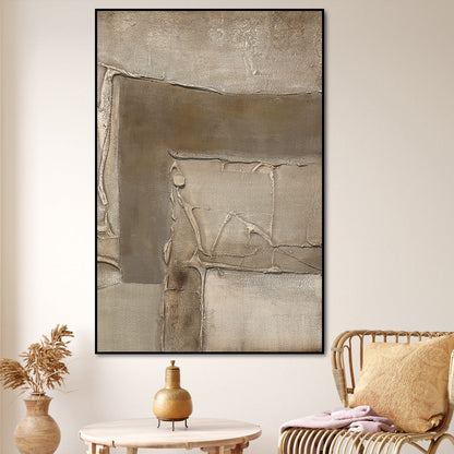 Abstract Beige Oil Painting for Tranquil Home Decor and Serene Aesthetic