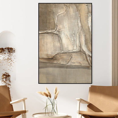 Beige Abstract Oil Painting for Modern Home Decor – Textured Wall Art Piece