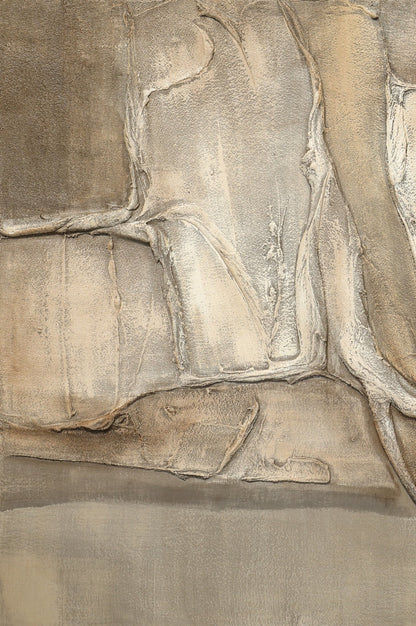 Beige Abstract Oil Painting for Modern Home Decor – Textured Wall Art Piece