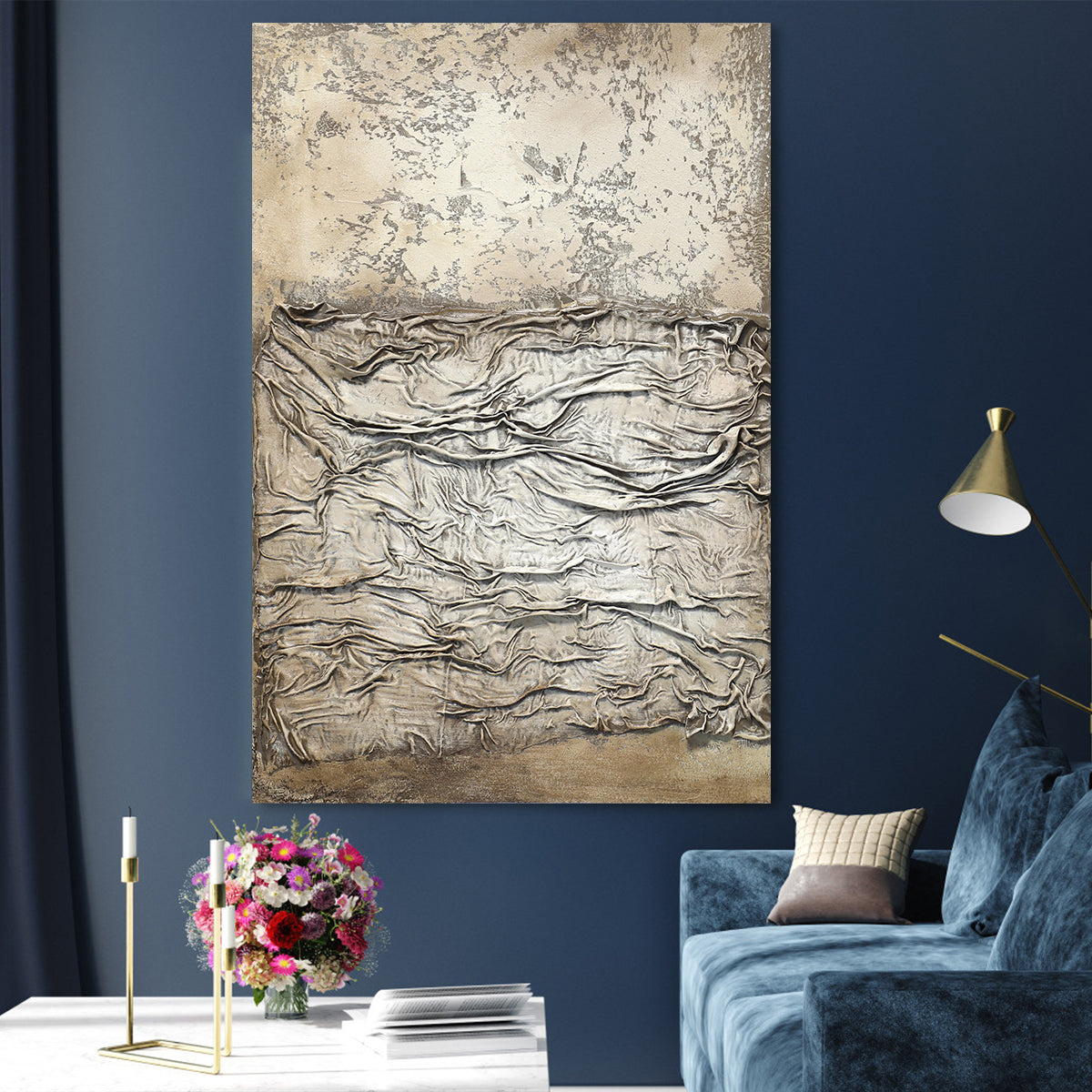 Textured Earth Tones Abstract Oil Painting for Modern Home Decor