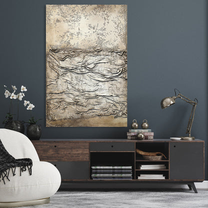 Textured Earth Tones Abstract Oil Painting for Modern Home Decor