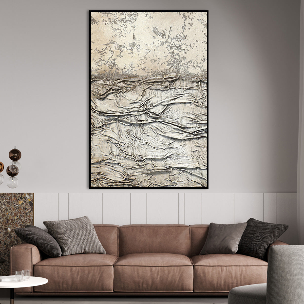 Textured Earth Tones Abstract Oil Painting for Modern Home Decor