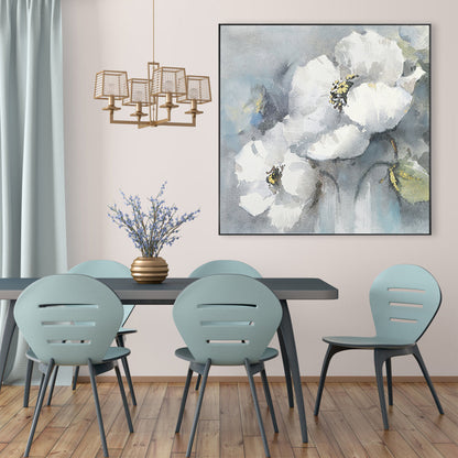Stunning White Floral Oil Painting for Elegant Home Decor