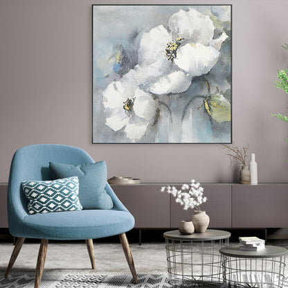 Stunning White Floral Oil Painting for Elegant Home Decor