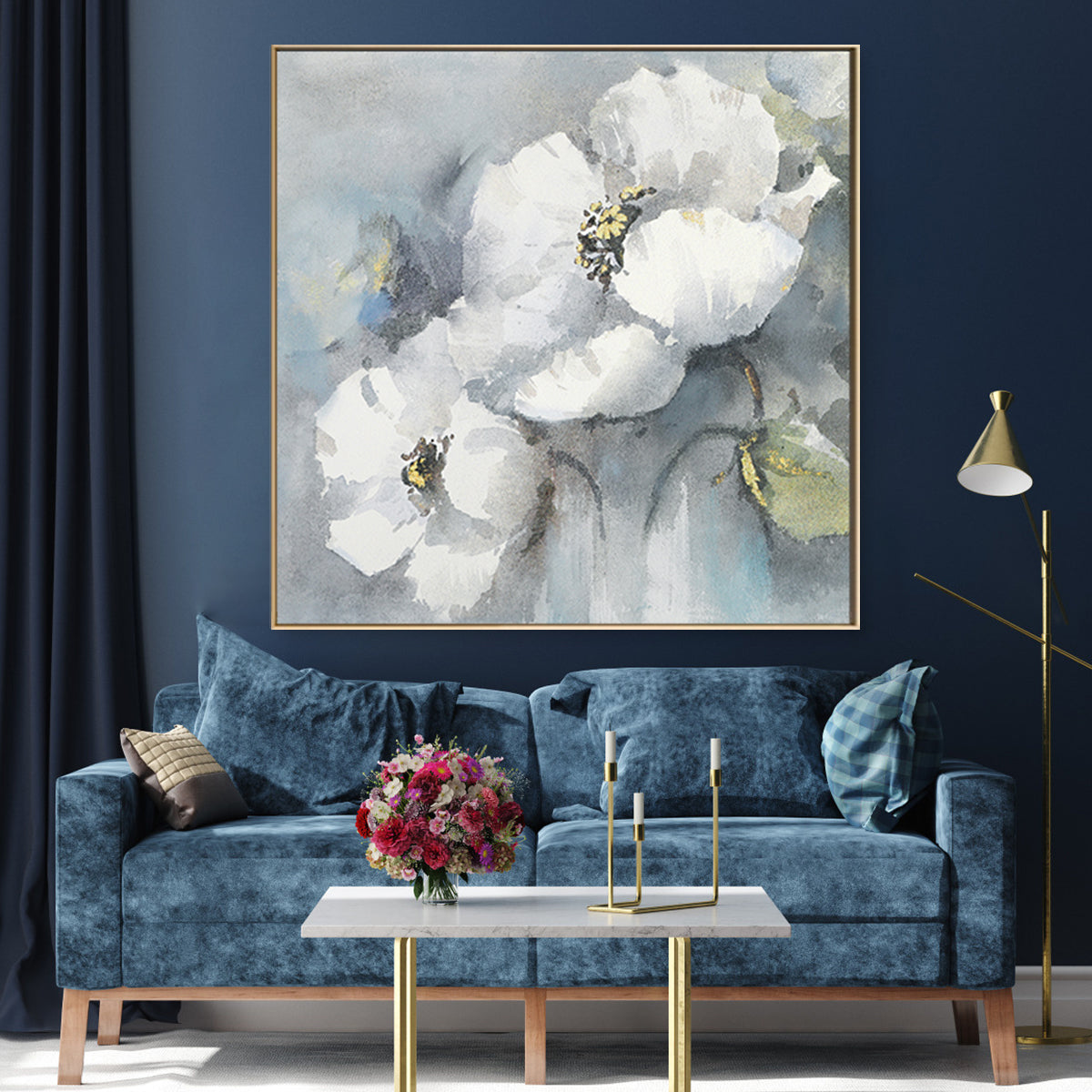 Stunning White Floral Oil Painting for Elegant Home Decor