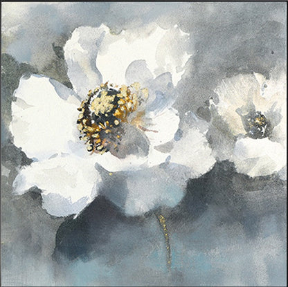 Tranquil White Floral Oil Painting for Serene Home Decor