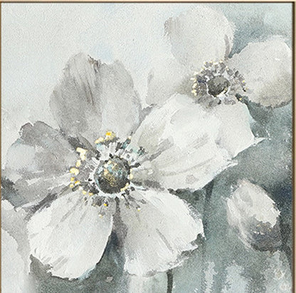 Serene Floral Elegance - Beautiful Oil Painting of White Blooms