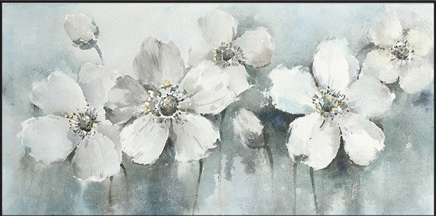 Elegant White Floral Oil Painting for Serenity and Home Decor