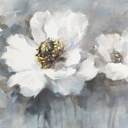 Elegant White Floral Oil Painting for Home Decor and Art Enthusiasts