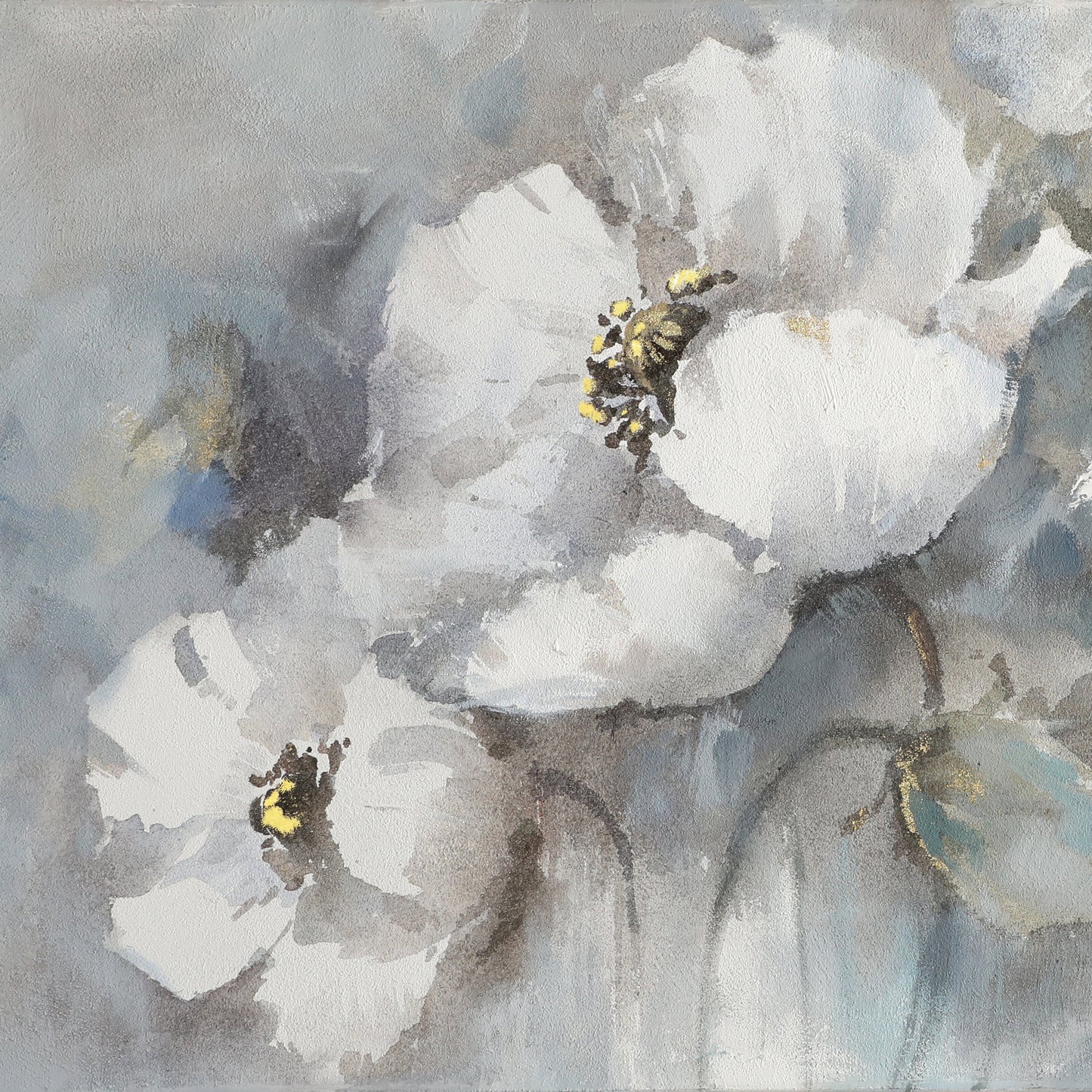 White Floral Harmony - Elegant Oil Painting for Home Decor