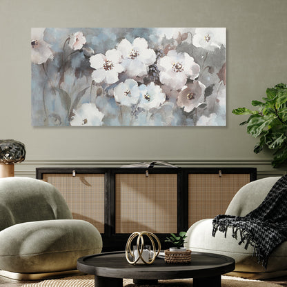 Elegant White Floral Oil Painting for Home Decor and Wall Art