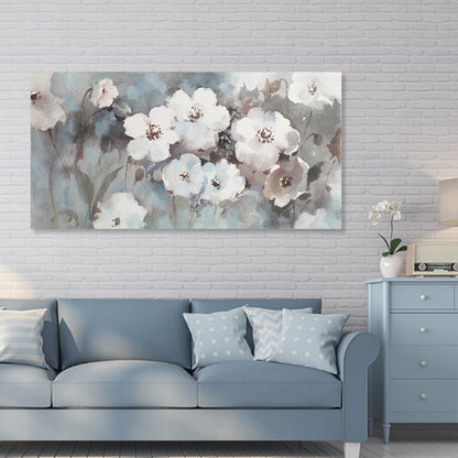 Elegant White Floral Oil Painting for Home Decor and Wall Art