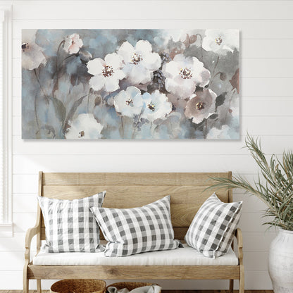 Elegant White Floral Oil Painting for Home Decor and Wall Art