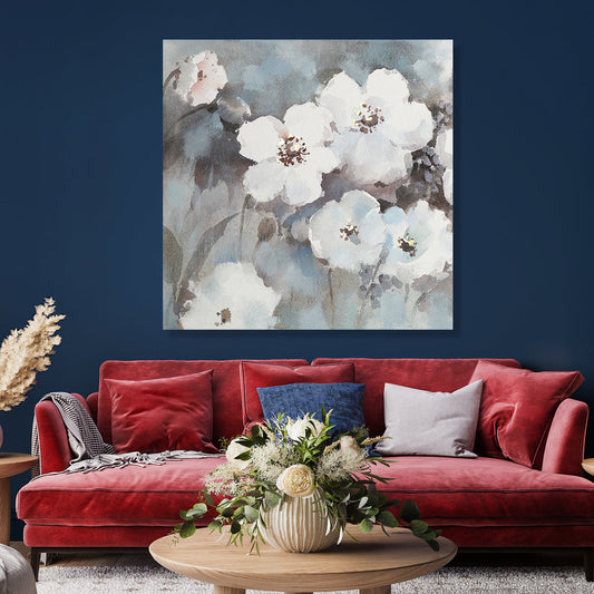 Elegant White Floral Oil Painting for Home Decor and Modern Aesthetics