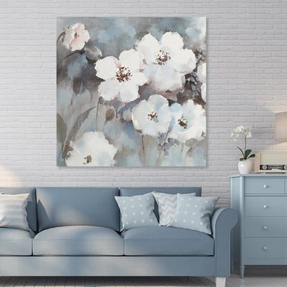 Elegant White Floral Oil Painting for Home Decor and Modern Aesthetics