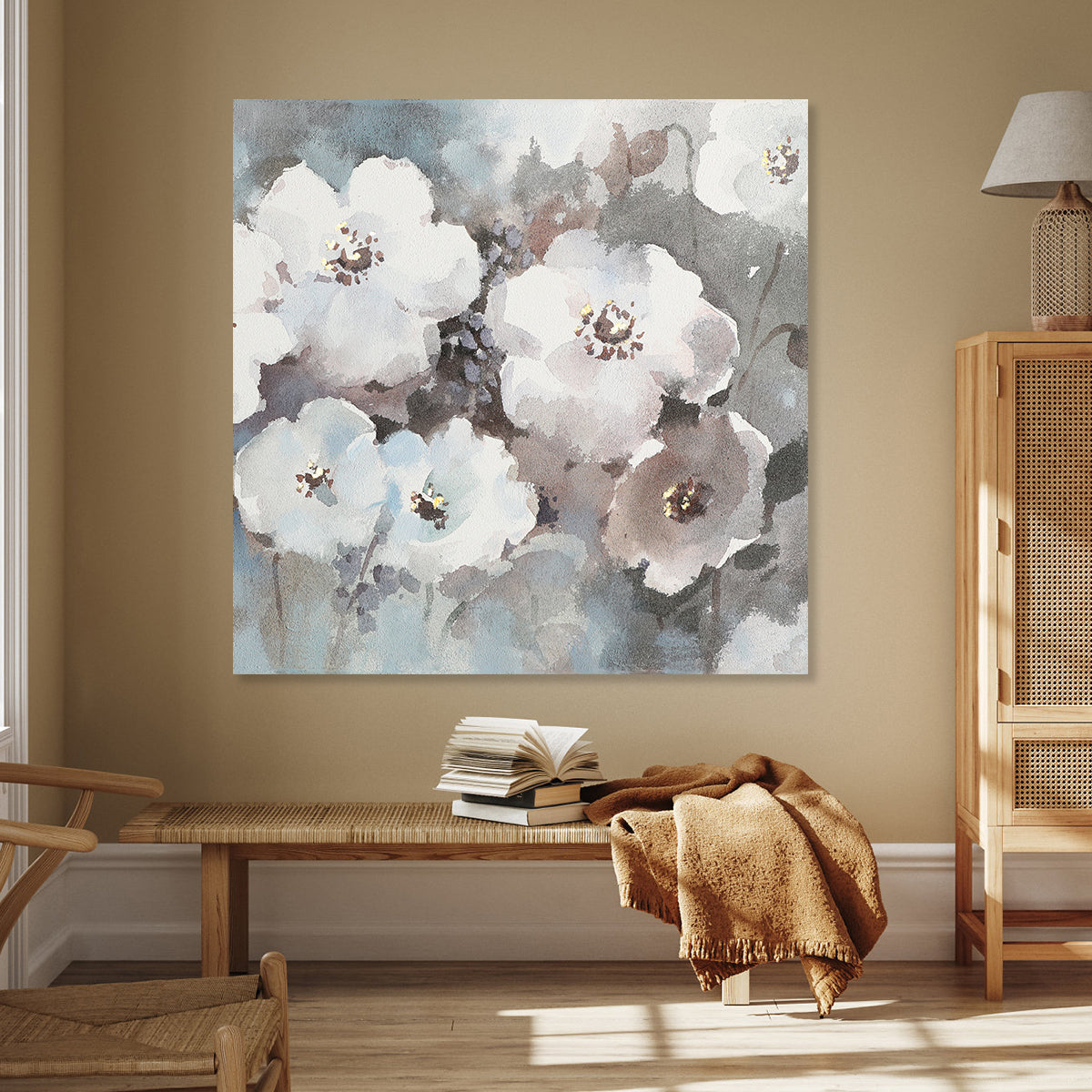 Delicate Floral Harmony in Soft Colors - Elegant Spring Oil Painting